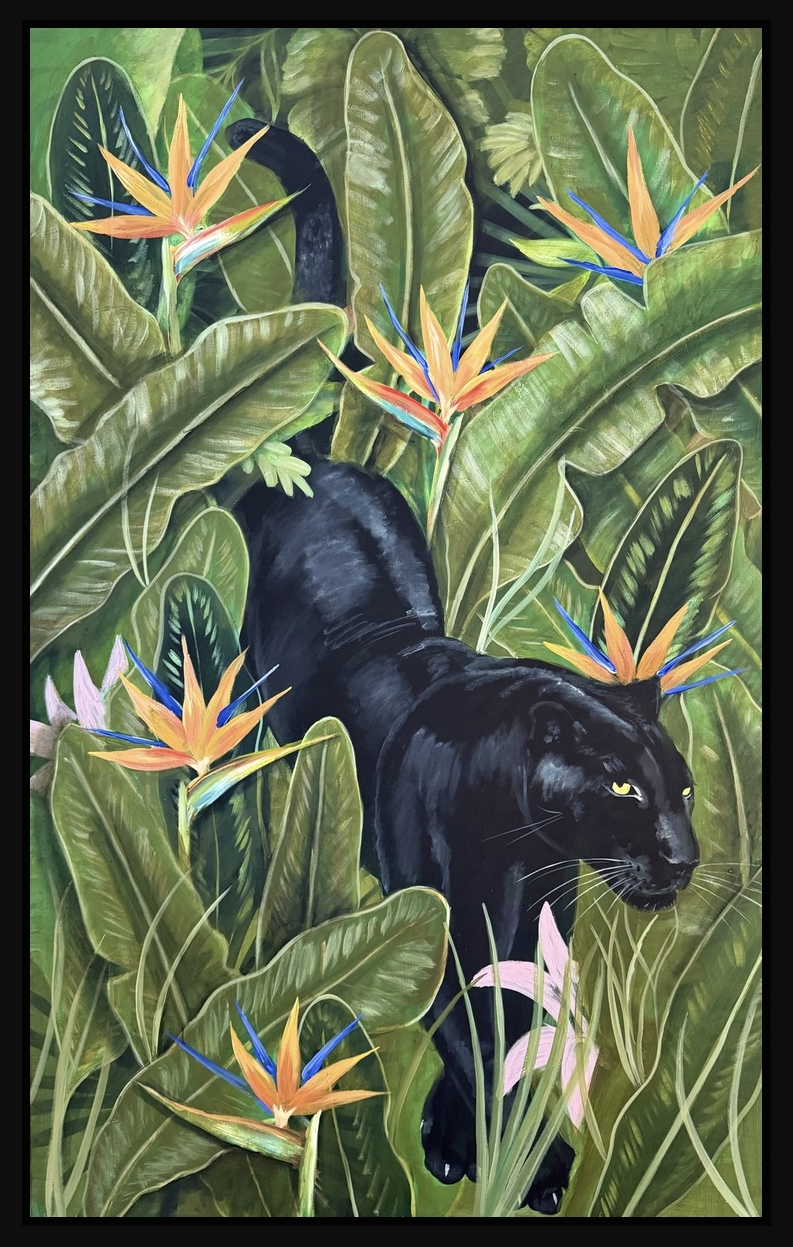Panthère et strelizias